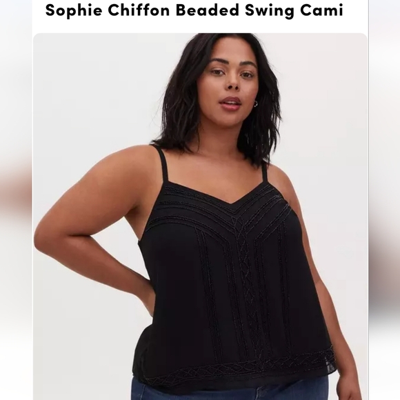 torrid Tops - Torrid Sophie Black Chiffon Beaded Cami Size 2X